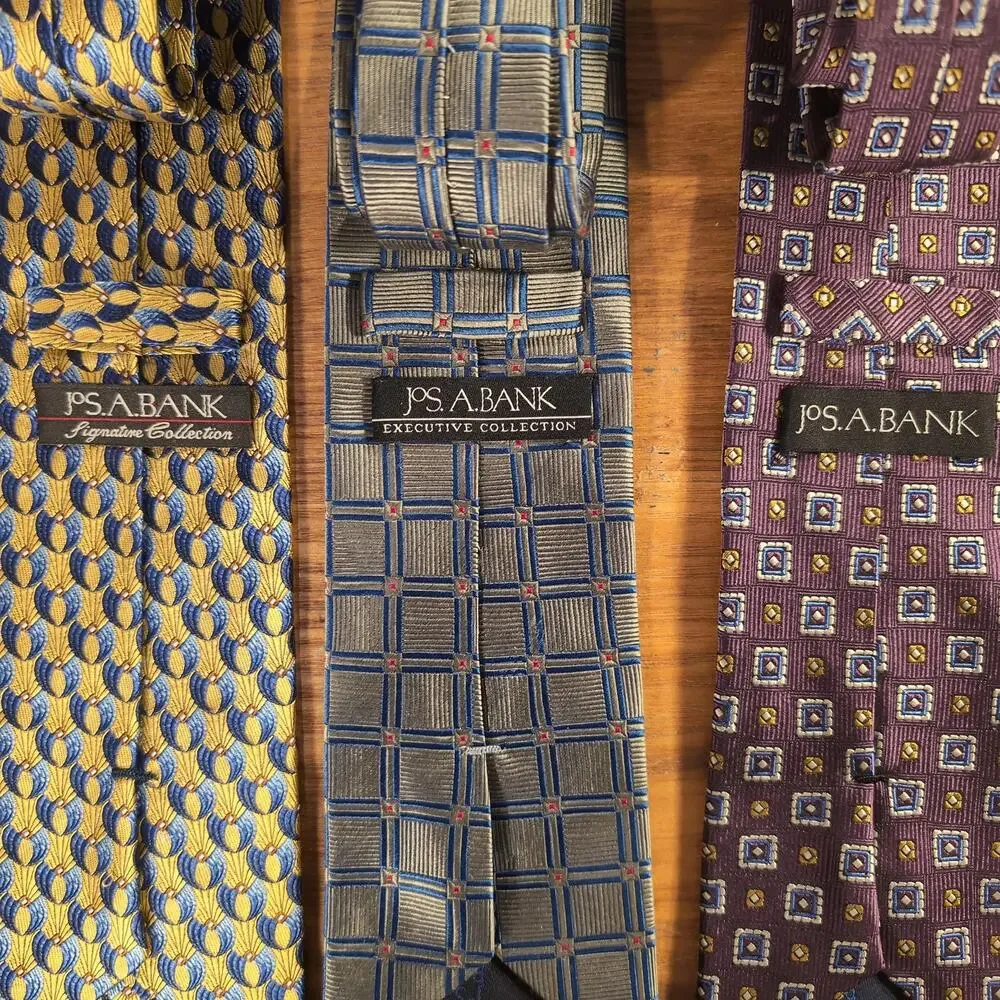 Jos. A. Bank Neckties Mens One Size Multicolor Silk Geometric Set Of 3 Classic